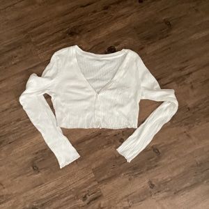 White cropped button shirt
